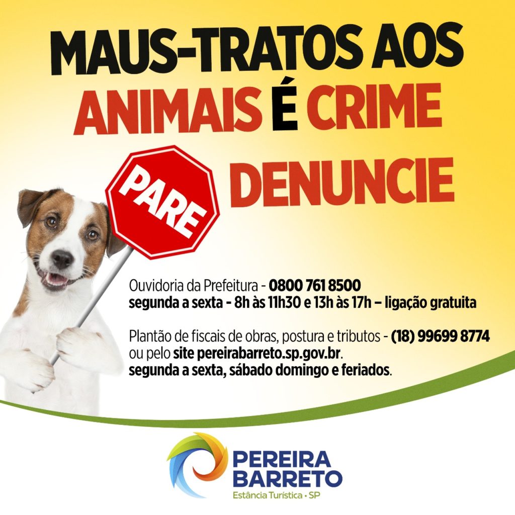 Prefeitura de Pereira Barreto disponibiliza disque denúncia contra maus tratos animais
